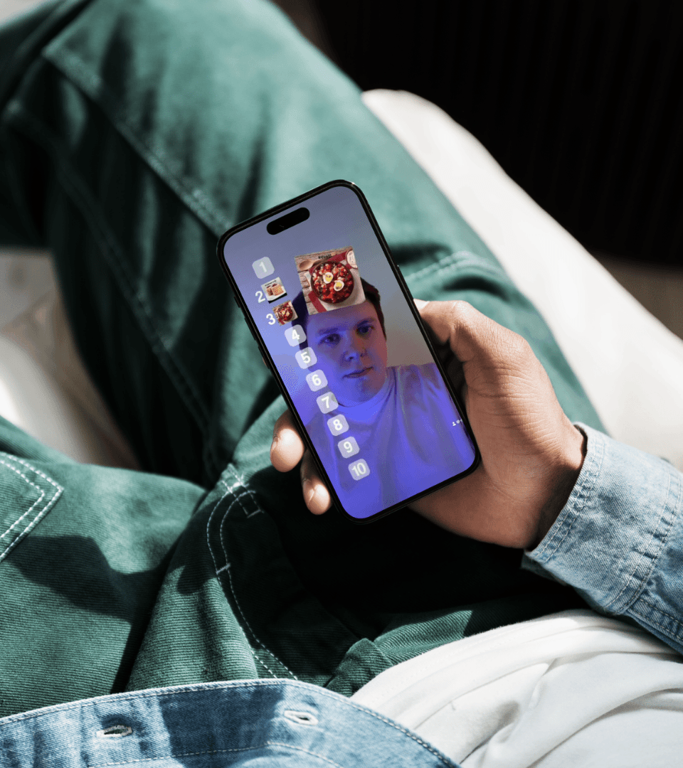 TikTok-suodatin, jossa käyttäjä lajittelee suomalaiset ruoat 1–10
